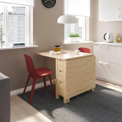 Ikea Norden / Odger Table And 2 Chairs, Birch/red, 10 1/4/35/59 7/8 "
