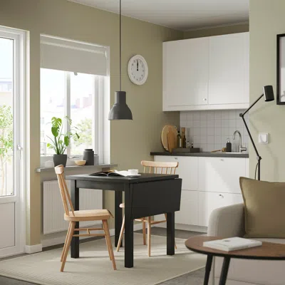 Ikea Nordviken / Högved Table And 2 Chairs, Black/birch Veneer, 29 1/8/41 "