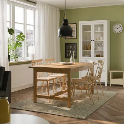 Ikea Nordviken / Högved Table And 4 Chairs, Antique Stain/birch Veneer, 59 7/8/87 3/4 "