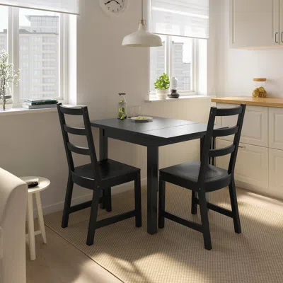 Ikea Nordviken / Nordviken Table And 2 Chairs, Black/black, 29 1/8/41x29 1/8 "