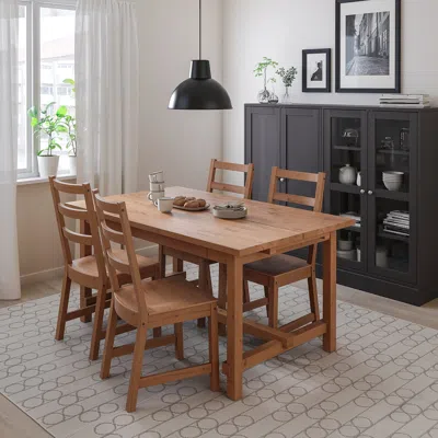 Ikea Nordviken / Nordviken Table And 4 Chairs, Antique Stain/antique Stain, 59 7/8/87 3/4x37 3/8 "