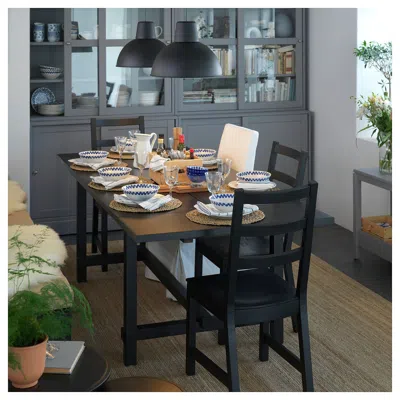 Ikea Nordviken / Nordviken Table And 4 Chairs, Black/black, 59 7/8/87 3/4x37 3/8 "