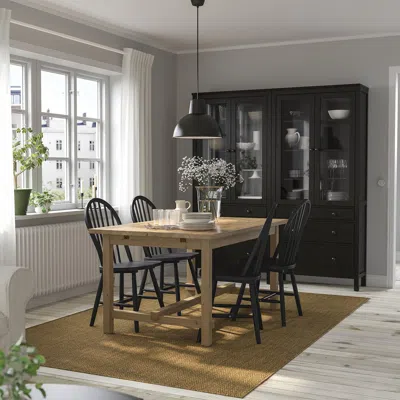 Ikea Nordviken / Skogsta Table And 4 Chairs, Antique Stain/black, 59 7/8/87 3/4 "