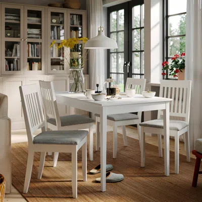Ikea Näsinge Chair, White/tibbleby Beige-grey, Depth: 21 1/4 "
