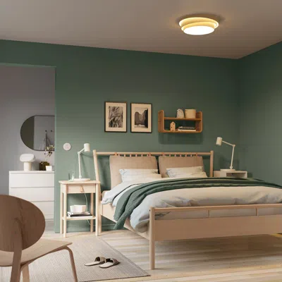 Ikea Nösund Ceiling Lamp, Birch, 17 "