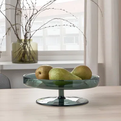 Ikea Ombonad Serving Plate, Glass Gray, 11 "