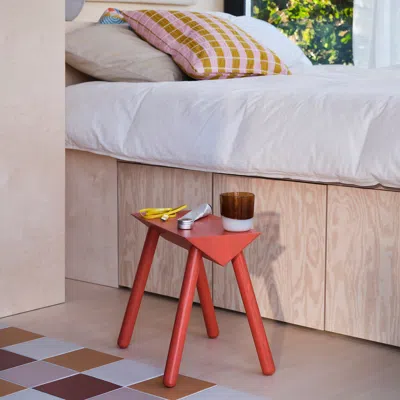 Ikea Ommjänge Stool, Orange-red/stained, Depth: 7 1/2 "