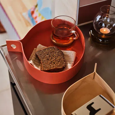 Ikea Ommjänge Tray, Set Of 2, Orange/birch Veneer