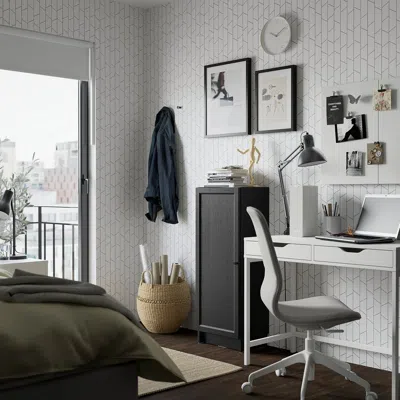 Ikea Oxberg Door, Black Oak Effect, 15 1/2x38 1/4 "