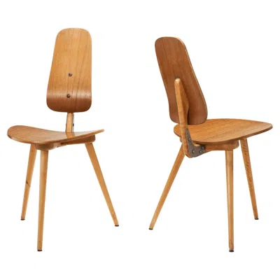 Pre-owned Ikea Pair Of “grill” Chairs By Bengt Ruda For , Sweden 1958 In Brown