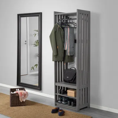 Ikea Panget Coat Rack With Shoe Storage Unit, Dark Gray/stained, 23 3/8x16x75 "