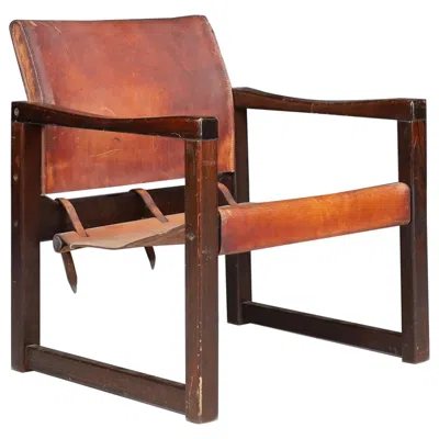 Pre-owned Ikea Patinated Leather Safari Lounge Chair Karin Mobring, Sweden, 1970s In Brown