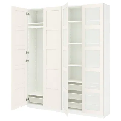 Ikea Pax / Bergsbo Wardrobe Combination, White/frosted Glass, 78 3/4x15x93 1/8 "