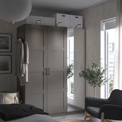 Ikea Pax / Bergsbo/åheim Wardrobe Combination, Dark Gray Dark Gray/mirror Glass, 59x23 5/8x79 1/4 "