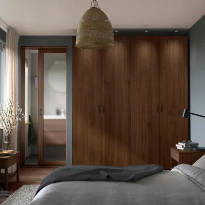 Ikea Pax / Björneskogen Wardrobe Combination, Dark Gray/walnut Veneer, 78 3/4x26x93 1/8 "
