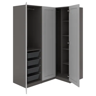 Ikea Pax Corner Wardrobe, Dark Gray/gray, 63 1/4/43 1/2x79 1/4 "