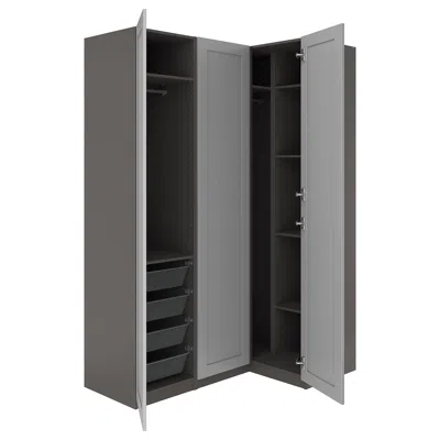 Ikea Pax Corner Wardrobe, Dark Gray/gray, 63 1/4/43 1/2x93 1/8 "