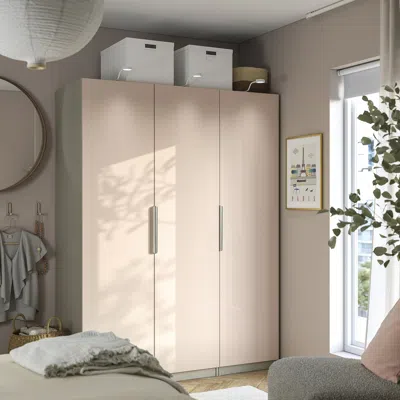 Ikea Pax / Fardal Wardrobe Combination, Gray-beige/high Gloss Light Orange, 59x23 5/8x79 1/4 "
