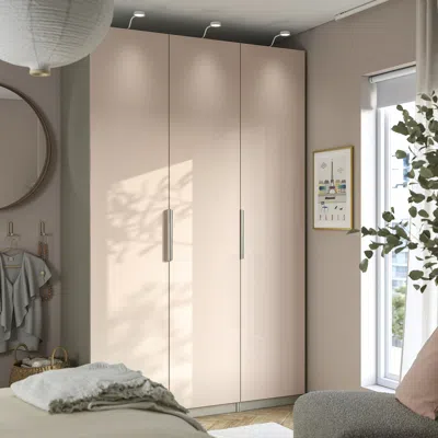 Ikea Pax / Fardal Wardrobe Combination, Gray-beige/high Gloss Light Orange, 59x23 5/8x93 1/8 "