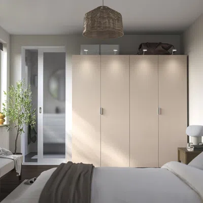 Ikea Pax / Fardal Wardrobe Combination, Gray-beige/high Gloss Light Orange, 78 3/4x23 5/8x79 1/4 "
