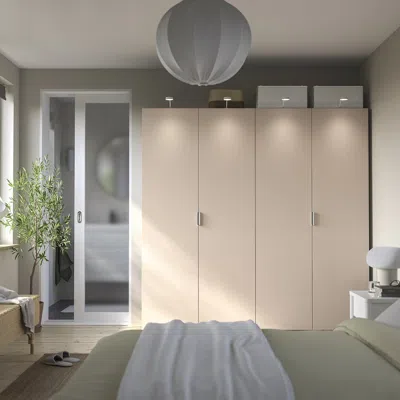 Ikea Pax / Fardal Wardrobe Combination, Gray-beige/high Gloss Light Orange, 78 3/4x23 5/8x79 1/4 "