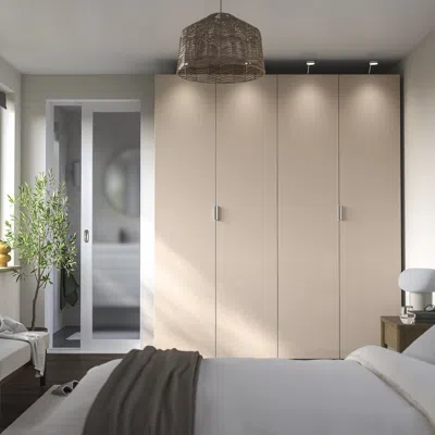 Ikea Pax / Fardal Wardrobe Combination, Gray-beige/high Gloss Light Orange, 78 3/4x23 5/8x93 1/8 "