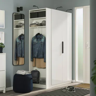 Ikea Pax / Fardal Wardrobe Combination, White High-gloss White/white, 47 1/4x23 5/8x79 1/4 "
