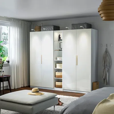 Ikea Pax / Fardal Wardrobe Combination, White High Gloss/white White, 92 1/2x23 5/8x79 1/4 "