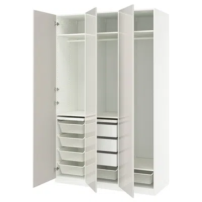 Ikea Pax / Fardal Wardrobe Combination, White/high-gloss Light Gray, 59x23 5/8x93 1/8 "