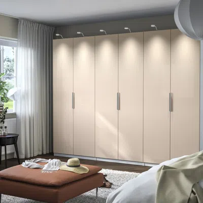 Ikea Pax / Fardal Wardrobe Combination, White/high Gloss Light Orange, 118 1/8x23 5/8x93 1/8 "