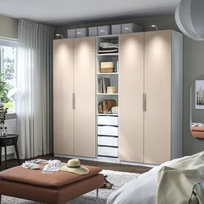 Ikea Pax / Fardal Wardrobe Combination, White/high Gloss Light Orange, 98 3/8x23 5/8x93 1/8 "