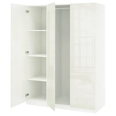 Ikea Pax / Fardal Wardrobe Combination, White/high Gloss White, 59x23 5/8x79 1/4 "