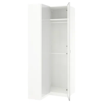 Ikea Pax / Fardal/åheim Corner Wardrobe, High Gloss White/mirror Glass, 43 1/2/34 5/8x93 1/8 "