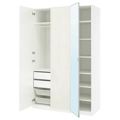 Ikea Pax / Fardal/åheim Wardrobe Combination, High Gloss White/mirror Glass, 59x23 5/8x93 1/8 "