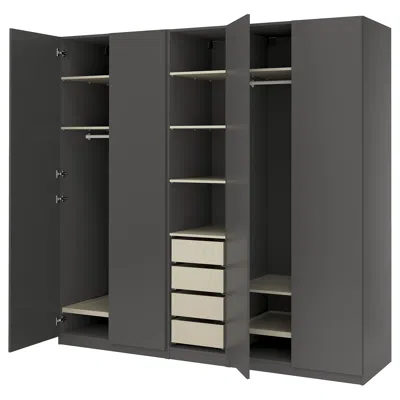 Ikea Pax / Forsand Wardrobe Combination, Dark Gray Gray-beige/dark Gray, 98 3/8x23 5/8x93 1/8 "
