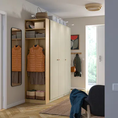 Ikea Pax / Forsand Wardrobe Combination, Gray-beige Gray-beige/oak Effect, 66 7/8x23 5/8x79 1/4 "