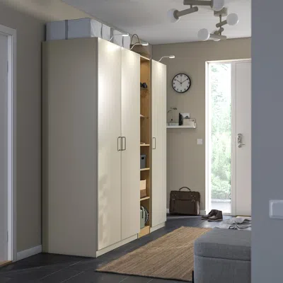 Ikea Pax / Forsand Wardrobe Combination, Gray-beige Gray-beige/oak Effect, 72 7/8x23 5/8x79 1/8 "