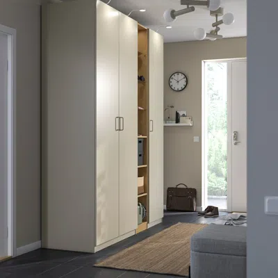 Ikea Pax / Forsand Wardrobe Combination, Gray-beige Gray-beige/oak Effect, 72 7/8x23 5/8x93 1/8 "