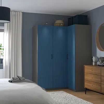 Ikea Pax / Fyrudden Corner Wardrobe, Dark Gray/blue, 63 1/4/43 1/2x79 1/4 "
