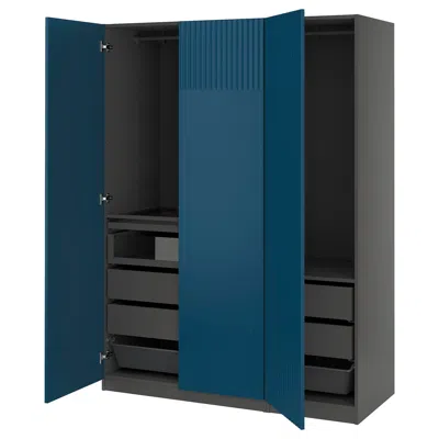 Ikea Pax / Fyrudden Wardrobe Combination, Dark Gray/blue, 59x23 5/8x79 1/4 "