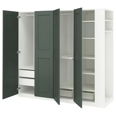 Ikea Pax / Grimo Wardrobe Combination, White Gray-green/white, 86 5/8x23 5/8x79 1/4 "
