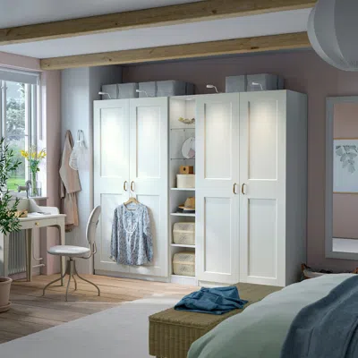 Ikea Pax / Grimo Wardrobe Combination, White White/white, 92 1/2x23 5/8x79 1/4 "
