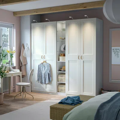 Ikea Pax / Grimo Wardrobe Combination, White White/white, 92 1/2x23 5/8x93 1/8 "