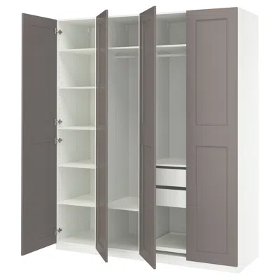 Ikea Pax / Grimo Wardrobe Combination, White/gray, 78 3/4x23 5/8x93 1/8 "