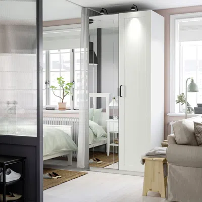Ikea Pax / Kammartorp/gullaberg Wardrobe Combination, White Mirror Glass/gray White, 39 3/8x23 5/8x93 1/8