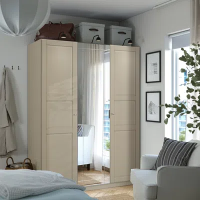 Ikea Pax / Kammartorp/tyssedal Wardrobe Combination, Gray-beige/gray-beige Mirror Glass, 59x23 5/8x79 1/4