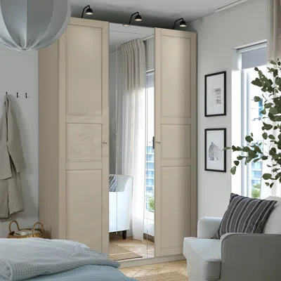 Ikea Pax / Kammartorp/tyssedal Wardrobe Combination, Gray-beige/gray-beige Mirror Glass, 59x23 5/8x93 1/8