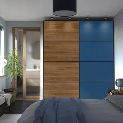 Ikea Pax / Mehamn/auli Wardrobe With Sliding Doors, Dark Gray Black/double Sided Walnut, 78 3/4x26x93 1/8
