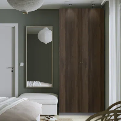 Ikea Pax / Storklinta Wardrobe Combination, Dark Gray/dark Brown Stained Oak Effect, 39 3/8x23 5/8x93 1/8