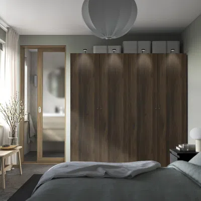 Ikea Pax / Storklinta Wardrobe Combination, Dark Gray/dark Brown Stained Oak Effect, 78 3/4x26x79 1/4 "